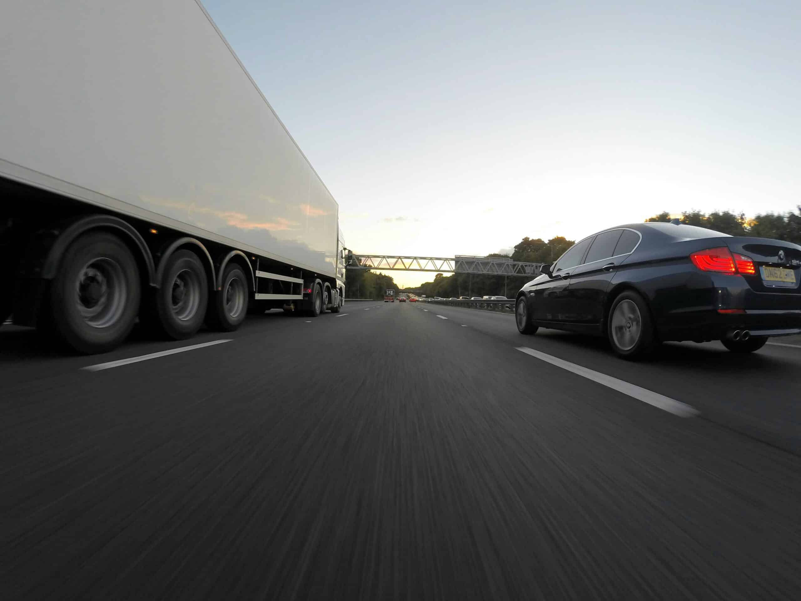 Highway with trucks